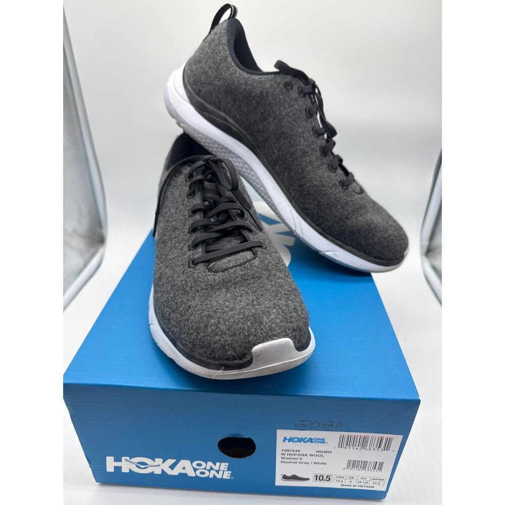 Hoka One One Hupana Wool Neutral Gray White Womens 10.5 Casual Sneaker